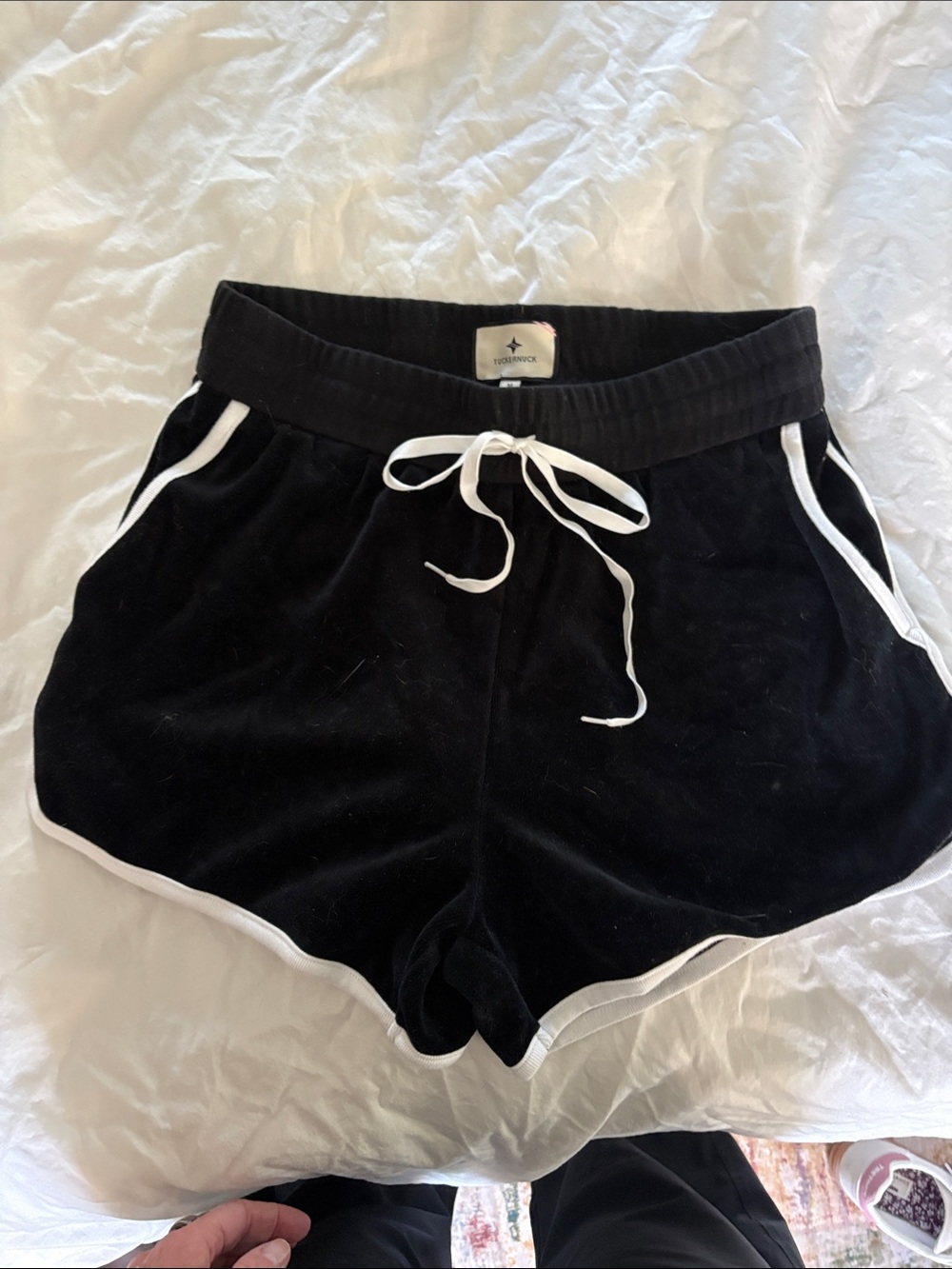 Black Velvet Retro Drawstring Shorts by Tuckernuck